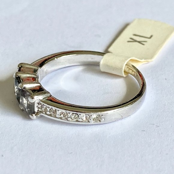 Vintage Smoky Topaz Ring Size 9 Gray Cubic Zirconia Camilla Lucia Simulated - Picture 5 of 10